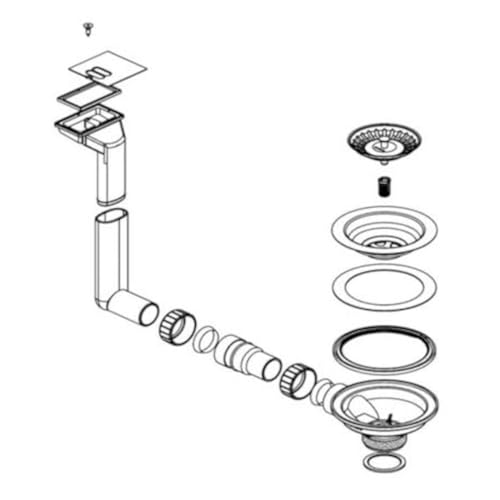 Ablaufgarnitur 1 x 3,5'' Sieb ohne Ablauffernbedienung Überlauf eckig horizontal 232250, für BLANCO Spüle, Siphon, Siebkörbchen, Ablaufgarnitur für Küchenspüle, Spülenablauf, Siphon Küchenspüle von LAXARA