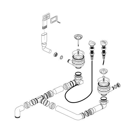 Ablaufgarnitur 2 x 3,5'' Sieb mit Ablauffernbedienung Überlauf rechteckig 217492, für BLANCO Spüle, Siphon, Siebkörbchen, Ablaufgarnitur für Küchenspüle, Spülenablauf, Siphon Küchenspüle von LAXARA