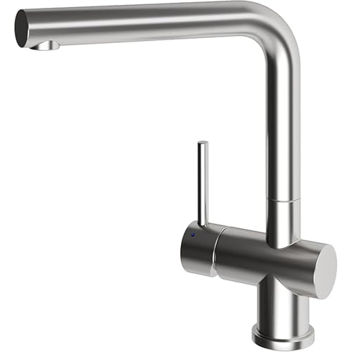 LAXARA® LINUAS Küchenarmatur aus Edelstahl | 360 Grad Schwenkbar | Langlebige Hochdruckarmatur | Wasserhahn für Küche in gebürstetem Edelstahl-Look | Kitchen Faucet von LAXARA