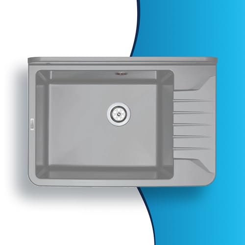 LAXARA Ausgussbecken aus HIPS-Polystyrol korrosionsbeständig Farbe: Grau ohne Armatur | Universal Waschtrog mit Siphon + Überlauf | Spülbecken + Montageset für Waschraum, Garten, Garage, Werkstatt LAXARA Ausgussbecken aus HIPS-Polystyrol korrosionsbeständig Farbe: Grau ohne Armatur | Universal Waschtrog mit Siphon + Überlauf | Spülbecken + Montageset für Waschraum, Garten, Garage, Werkstatt von LAXARA