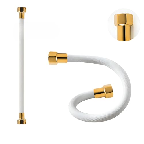 LAXARA DVGW Premium farbiger Flexschlauch schwarz und weiß 3/8 Zoll bis 1/2 Zoll ÜM beidseitig in auswählbaren Stilen (3/8 Zoll Weiß | Gold, 40 cm) von LAXARA