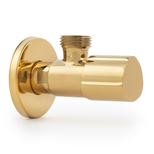 LAXARA Farbiges Eckventil 3/8" bis 1/2" x 1/2" Wandanschluss in auswählbaren Farben | Eckventile in auswählbaren Größen und Farben | (Gold, 3/8 Zoll) von LAXARA