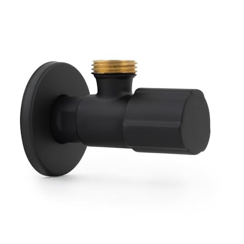 LAXARA Farbiges Eckventil 3/8" bis 1/2" x 1/2" Wandanschluss in auswählbaren Farben | Eckventile in auswählbaren Größen und Farben | (Schwarz Matt, 1/2 Zoll) von LAXARA