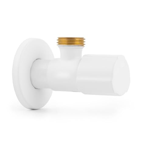 LAXARA Farbiges Eckventil 3/8" bis 1/2" x 1/2" Wandanschluss in auswählbaren Farben | Eckventile in auswählbaren Größen und Farben | (Weiß Matt, 1/2 Zoll) von LAXARA