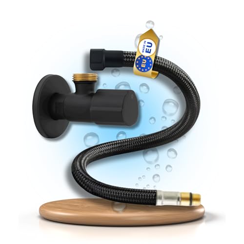 LAXARA Premium Anschluss-Set Schwarz Matt – Eckventil 1/2" x 3/8", Flexschlauch 3/8" x M10, + Teflonband | DVGW-geprüft, für Küche, Bad & Trinkwasser | Für Wasserhahn, Küchenarmatur und Bidet | 40 cm LAXARA Premium Anschluss-Set Schwarz Matt – Eckventil 1/2" x 3/8", Flexschlauch 3/8" x M10, + Teflonband | DVGW-geprüft, für Küche, Bad & Trinkwasser | Für Wasserhahn, Küchenarmatur und Bidet | 40 cm von LAXARA