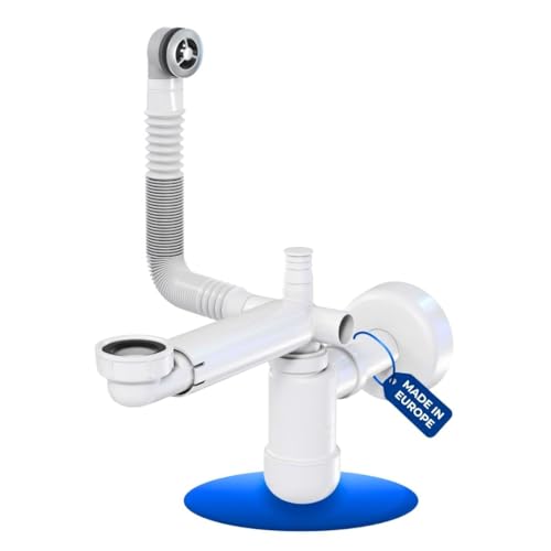 LAXARA Teleskop Siphon für Waschbecken – 1 1/4" Raumsparsiphon Waschtisch aus weißem Kunststoff - Siphon Waschbecken - Horizontal und Vertikal Verstellbar | (Ohne Pop Up Ablaufgarnitur + Überlauf) von LAXARA