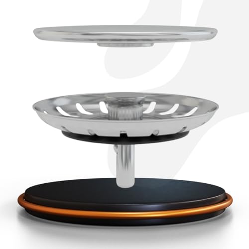 LAXARA Universal Waschbecken 80 mm - Siebkörbchen Edelstahl | Magnet-Ablaufabdeckung Spüle in gebürsteter Edelstahl Optik | Siebkörbchen Abdeckung, Siebkörbchen Spüle | Highlight | (Mit Magnet) von LAXARA