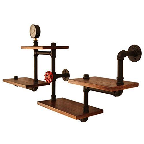 LAXF-Wand Regale Schweberegal Wandregal Wandregal Metall Eise Holz Cube Regal Wand hängende Schindel als Bücherrega Dekoration Design LOFT Vintage Industrial Style schwimmendes Regal Küchenregal von LAXF-Regal