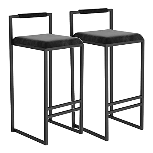 LAXF-Stühle Barsessel 2er Set, Set aus 2 quadratischen Barhocker mit Rückenlehne, Samt Barstuhl, Barhocker Stuhl zum Frühstück Kücheninsel Theke Hochhocker Esszimmerstuhl von LAXF-Stühle