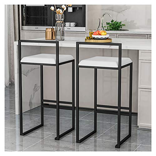 Moderne Samt Barhocker 2er-Set, Akzent gepolsterte Stühle, Küchenbarhocker mit niedriger Rückenlehne, Barhöhe Esszimmerstuhl für zu Hause, Sitzhöhe 66 cm / 76 cm von LAXF-Stühle