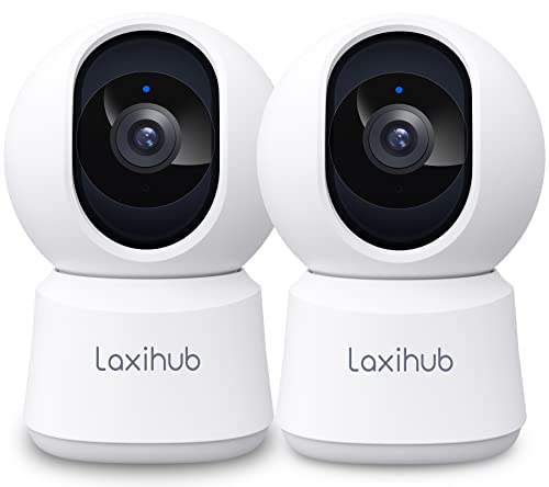 LAXIHUB 4MP Hundekamera mit App Überwachungskamera Innen Baby, 2.4G/5GHz Dual-Band WLAN Haustier Kamera, AI Bewegungserkennung Pet Security Camera Auto-Tracking, Pan/Tilt, 2-Wege-Audio, 2PC von LAXIHUB