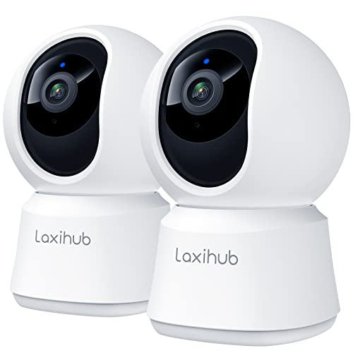 LAXIHUB Hundekamera mit App 2K/3MP HD Kamera Überwachung Innen 2,4 GHz, Hundekamera Nachtsicht Innenkamera WLAN 2-Wege-Audio Haustierkamera Bewegungs- & Geräuscherkennung, 2PC von LAXIHUB