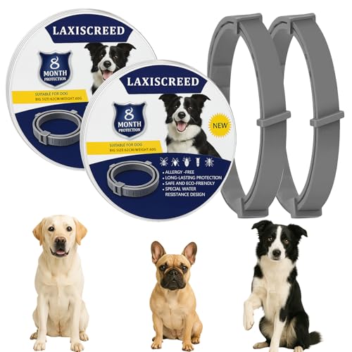Hundehalsband mit Natürlichen Ölen (2er Pack) – 16 Monate Schutz, Verstellbar & Wasserdicht – Für Hunde ab 7 Wochen von LAXISCREED