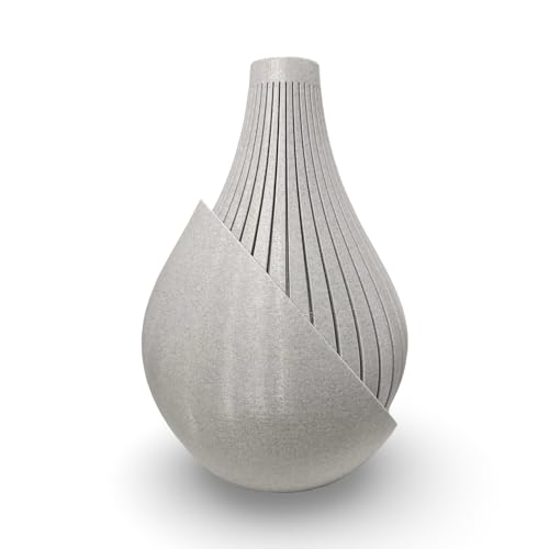 LAYERSMITH® Designer Deko Vase Luméa mit Glaseinsatz [Made IN Germany] Large - Kunststoff Blumenvase 27,5cm in Farbe Granitgrau - Dekorative Vase - Moderne Vase - 3D Druck von LAYERSMITH