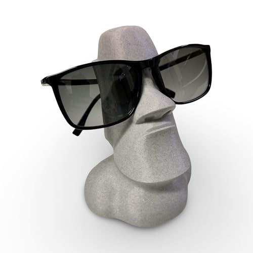 LAYERSMITH® MOAI Brillenhalter in Farbe Granitgrau [MADE IN GERMANY] Brillenständer aus Biokunststoff | Schreibtisch Dekoration | Geschenk | Dekoration & Ordnung zu Hause von LAYERSMITH