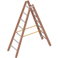 Verbundstehleiter 7 Sprossen, Holz-Aluminium-Stehleiter 2x7 Sprossen, beidseitig begehbar, klappbar, Länge 2.10 m - Layher von LAYHER