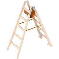 Layher - Holzstehleiter 5 Sprossen aus stabilem Holz mit 2x5 Sprossen beidseitig begehbar klappbar Länge 1.50 m von LAYHER