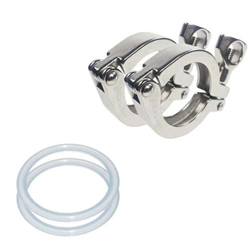 1 "- 8" zoll Edelstahl Tri Ferrule Klemmen Clover SS 304 Fit for Rohr Flansch Mit Silikon Dichtung(2 PCS,K-50.5mm 1.5 inch) von LAYMXNDIO