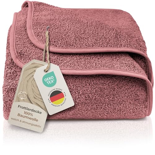 LAYNENBURG Premium Frottee Decke 150x200 cm - 100% Baumwolle - Dünne & Leichte Sommerdecke - Baumwolldecke als Sofa- & Bettdecke - Frottierdecke & Kühlende (Altrosa) von LAYNENBURG