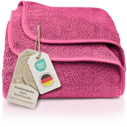 LAYNENBURG Premium Frottee Decke 150x200 cm - 100% Baumwolle - dünne & leichte Sommerdecke - Baumwolldecke als Sofa-Decke & Bettdecke - Frottierdecke & kühlende Sofa-Decke (Fuchsia) von LAYNENBURG