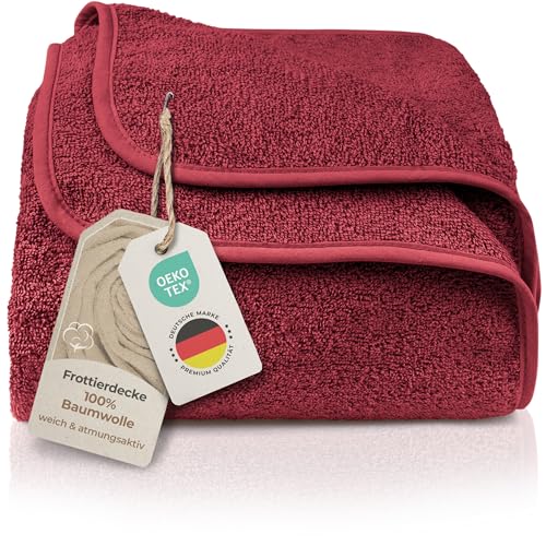 LAYNENBURG Premium Frottee Decke 150x200 cm - 100% Baumwolle - dünne & leichte Sommerdecke - Baumwolldecke als Sofa-Decke & Bettdecke - Frottierdecke & kühlende Sofa-Decke (Bordeaux) von LAYNENBURG