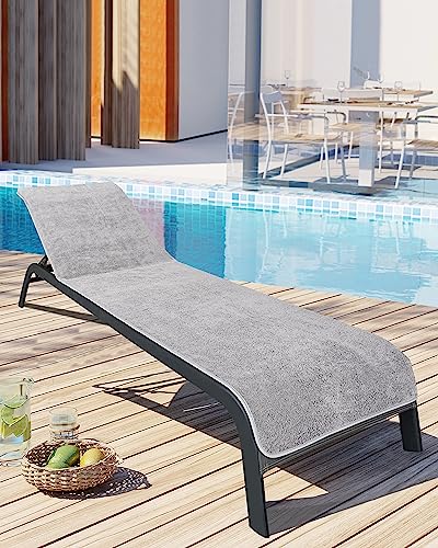 LAYNENBURG Premium Schonbezug für Gartenliege - 100% Baumwolle - Oeko-TEX 100 - Frottee Handtuch-Bezug Sonnenliege - Liegenbezug mit Umschlag für Standliege, Liege-Stuhl (75x200 cm Grau) von LAYNENBURG