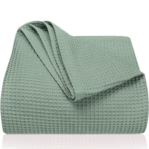 LAYNENBURG Premium Tagesdecke 150 x 200 cm - Waffelpique 100% Baumwolle - leichte Sommerdecke Waffeloptik - Baumwolldecke als Bett-Überwurf, Sofa-Überwurf, Couch-Überwurf - Sofa-Decke (Mintgrün) von LAYNENBURG