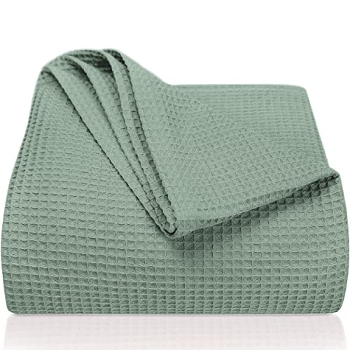 LAYNENBURG Premium Tagesdecke 220 x 240 cm XXL - Waffelpique 100% Baumwolle - leichte Wohndecke Waffeloptik - Baumwolldecke als Bett-Überwurf, Sofa-Überwurf, Couch-Überwurf - Sofa-Decke (Mintgrün) von LAYNENBURG