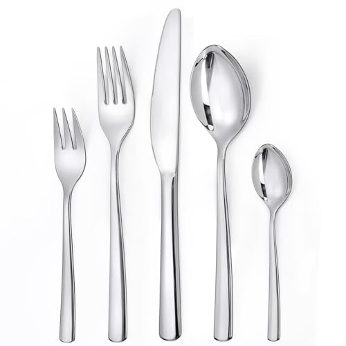 LAZAHOME Besteck Set 6 Personen, 30 teilig Edelstahl Besteckset, Essbesteck Set mit Messer Gabel Löffel, Hochwertiges Edelstahlbesteck, Spülmaschinenfest. von LAZAHOME