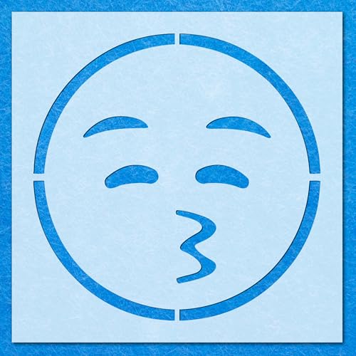 Emoji-Schablone mit geschlossenen Augen, Küssen, Mylar, Airbrush-Malerei, Wandkunst, Handwerk Emoji-Schablone mit geschlossenen Augen, Küssen, Mylar, Airbrush-Malerei, Wandkunst, Handwerk von LAZER NINJA