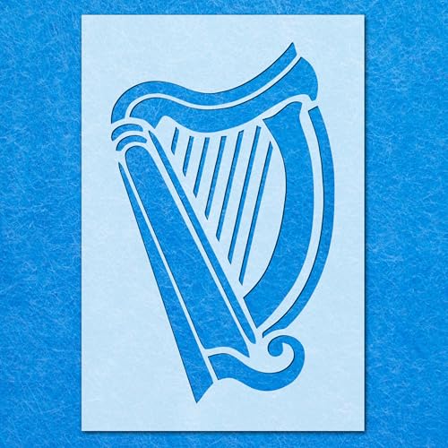 Harfenschablone, Mylar-Airbrush-Malerei, Wandkunst Harfenschablone, Mylar-Airbrush-Malerei, Wandkunst von LAZER NINJA