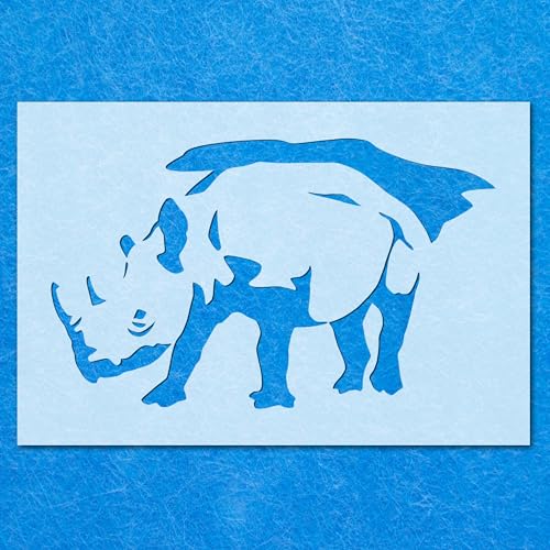 Nashorn-Schablone, Mylar-Airbrush-Malerei, Wandkunst, Handwerk Nashorn-Schablone, Mylar-Airbrush-Malerei, Wandkunst, Handwerk von LAZER NINJA