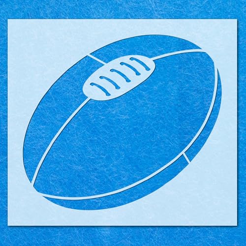 Rugbyball-Schablone, Mylar-Airbrush-Malerei, Wandkunst Rugbyball-Schablone, Mylar-Airbrush-Malerei, Wandkunst von LAZER NINJA