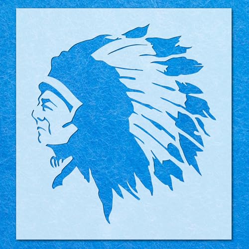 Schablone Indianerhäuptling, Mylar, Airbrush, Malerei, Wandkunst, Handwerk Schablone Indianerhäuptling, Mylar, Airbrush, Malerei, Wandkunst, Handwerk von LAZER NINJA