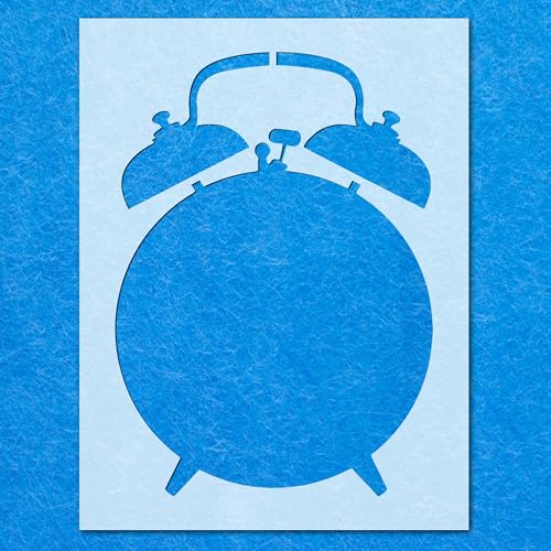 Schablone mit Wecker, Mylar, Airbrush, Malerei, Wandkunst von LAZER NINJA