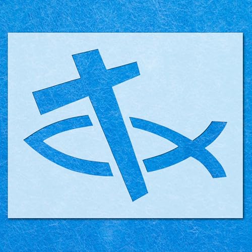Schablone mit christlichem Fisch und Kreuz, Mylar, Airbrush, Malerei, Wandkunst, Handwerk Schablone mit christlichem Fisch und Kreuz, Mylar, Airbrush, Malerei, Wandkunst, Handwerk von LAZER NINJA