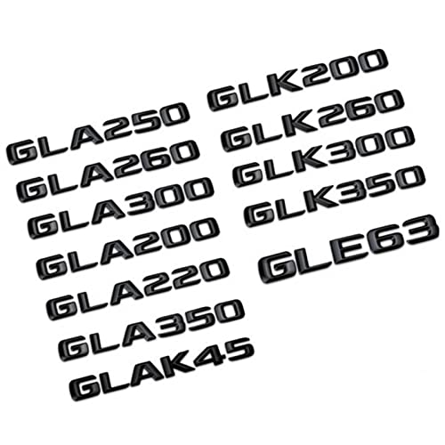 LAZIRO 3D ABS Auto Heckkoffer Emblem Abzeichen GLK GLA 200 220 250 260 300 350 Aufkleber passend for Mercedes X156 X164 X204 H247 W167 Zubehör (Color : Convex Glossy Black, Size : GLK 350) von LAZIRO