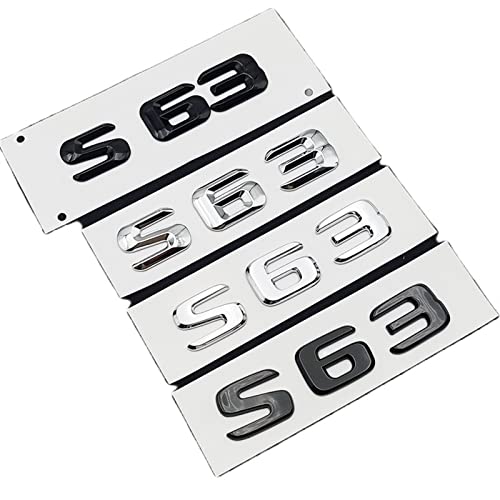 LAZIRO 3D ABS Chrom Auto Kofferraum Emblem Abzeichen Aufkleber S63 Aufkleber passend for Mercedes AMG S 63 W222 W223 W126 W140 W220 W221 C217 Zubehör (Color : Convex Black) von LAZIRO