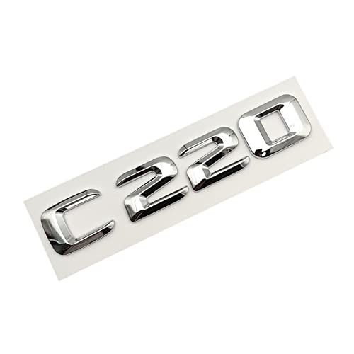 LAZIRO 3D Chrom Auto Buchstaben Kofferraum Emblem Abzeichen Aufkleber for Logo passend for Mercedes Benz C180 C200 C220 C300 C400 W204 W205 Zubehör (Color : C220) von LAZIRO