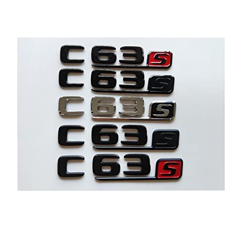 LAZIRO Chrom-Schwarze Buchstaben, Anzahl, Kofferraum-Abzeichen, Embleme, Aufkleber, passend for Mercedes Benz W204 W205 C205 S205 A205 C63 S AMG (Size : Gloss Black with red) von LAZIRO
