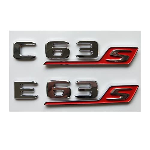 LAZIRO Chromrote Buchstaben C63s E63s S Trunk Emblems Abzeichen passend for Mercedes Benz W205 W212 W213 AMG (Size : C 63s) von LAZIRO