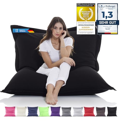 LAZY BAG Original Riesen-Sitzsack Cotton XXL 180x140cm mit 400L | hautfreundliches Baumwolle Sitzkissen 2-in-1 relaxtes Sitzen & Liegen | Perfekte Ergonomie Dank 4 Mio. EPS-Perlen | waschbarer Bezug von LAZY BAG