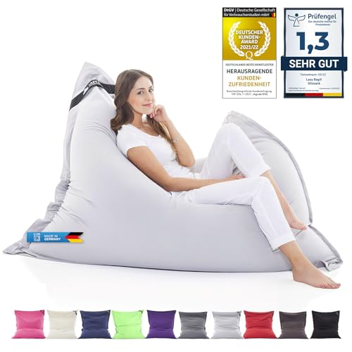 LAZY BAG Original Riesen-Sitzsack Cotton XXL 180x140cm mit 400L | hautfreundliches Baumwolle Sitzkissen 2-in-1 relaxtes Sitzen & Liegen | Perfekte Ergonomie Dank 4 Mio. EPS-Perlen | waschbarer Bezug von LAZY BAG