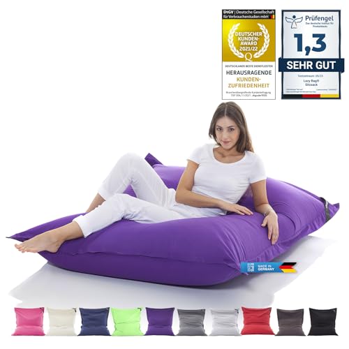 LAZY BAG Original Riesen-Sitzsack Cotton XXL 180x140cm mit 400L | hautfreundliches Baumwolle Sitzkissen 2-in-1 relaxtes Sitzen & Liegen | Perfekte Ergonomie Dank 4 Mio. EPS-Perlen | waschbarer Bezug von LAZY BAG