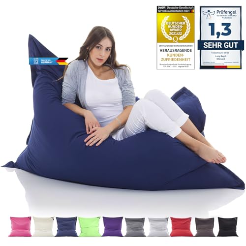 LAZY BAG Original Riesen-Sitzsack Cotton XXL 180x140cm mit 400L | hautfreundliches Baumwolle Sitzkissen 2-in-1 relaxtes Sitzen & Liegen | Perfekte Ergonomie Dank 4 Mio. EPS-Perlen | waschbarer Bezug von LAZY BAG