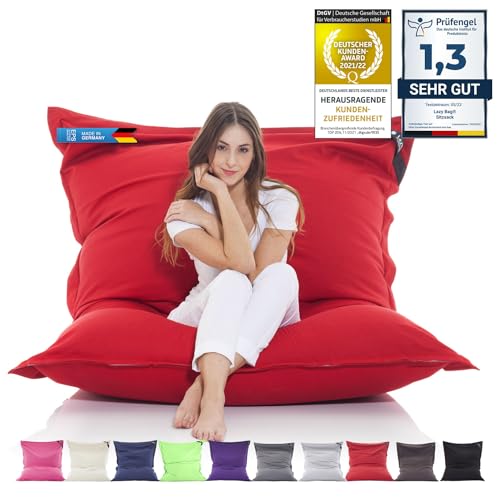 LAZY BAG Original Riesen-Sitzsack Cotton XXL 180x140cm mit 400L | hautfreundliches Baumwolle Sitzkissen 2-in-1 relaxtes Sitzen & Liegen | Perfekte Ergonomie Dank 4 Mio. EPS-Perlen | waschbarer Bezug von LAZY BAG