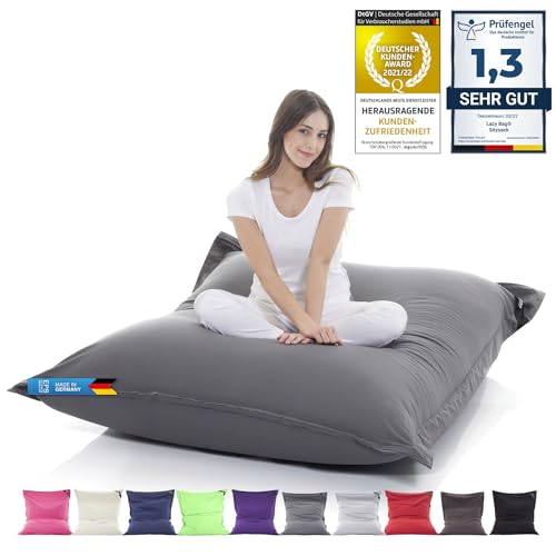 LAZY BAG Original Riesen-Sitzsack Cotton XXL 180x140cm mit 400L | hautfreundliches Baumwolle Sitzkissen 2-in-1 relaxtes Sitzen & Liegen | Perfekte Ergonomie Dank 4 Mio. EPS-Perlen | waschbarer Bezug von LAZY BAG