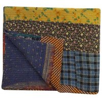 Vintage Patchwork Kantha Quilt Reversible Twin Size Handgemachter Überwurf von LArtisanale