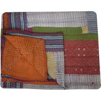 Vintage Sari Patchwork Kantha Quilt Wende-Kantha Überwurf Bunte Boho Decke 100% Baumwolle Sofa Textil Geschenk von LArtisanale