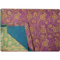 Vintage Sari Quilt Aus Baumwolle Double Size Kantha Wendedecke, Handgefertigte Patchwork Gudri von LArtisanale